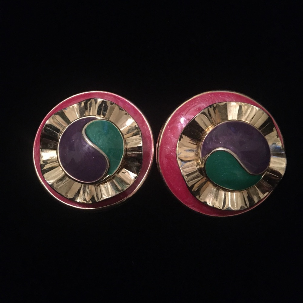 Vintage Unique Design Colorful Clip On Earrings